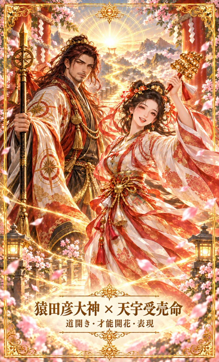 猿田彦大神 × 天宇受売命 お守りカード 表面