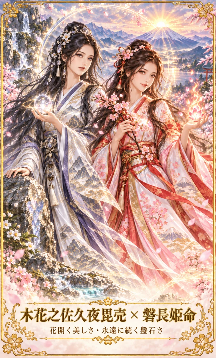 木花之佐久夜毘売 × 磐長姫命 お守りカード 表面