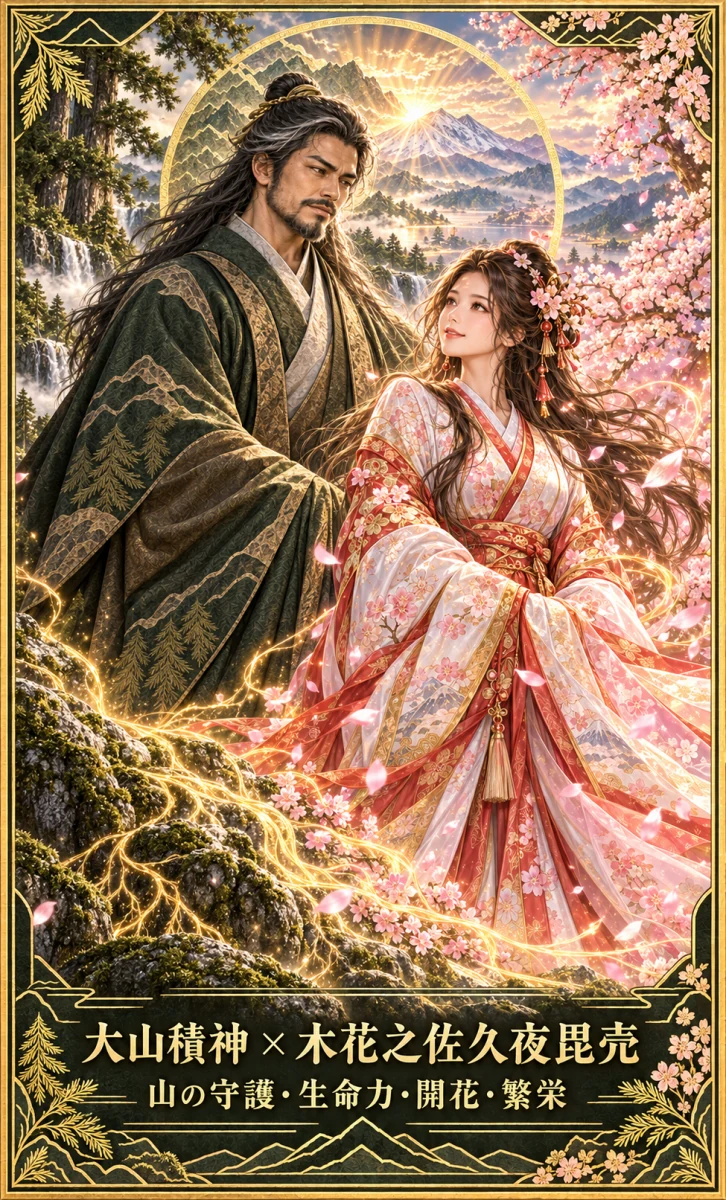 大山積神 × 木花之佐久夜毘売 お守りカード 表面
