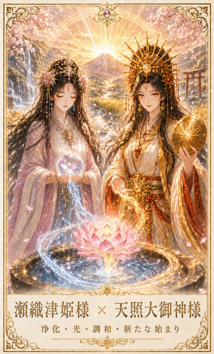瀬織津姫様 × 天照大御神様 お守りカード 表面